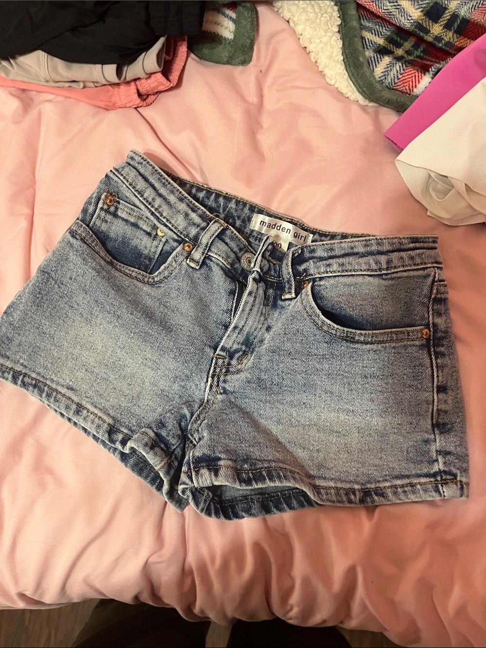 Madden Girl Faded Light Blue Denim Cutoff Shorts